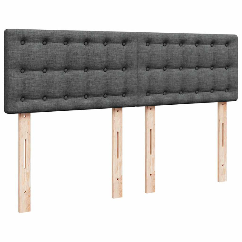 vidaXL Box Spring Bed with Mattress Dark Grey Queen Fabric