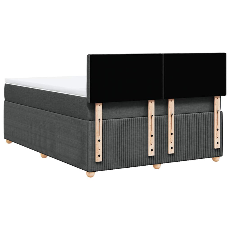 vidaXL Box Spring Bed with Mattress Dark Grey Queen Fabric