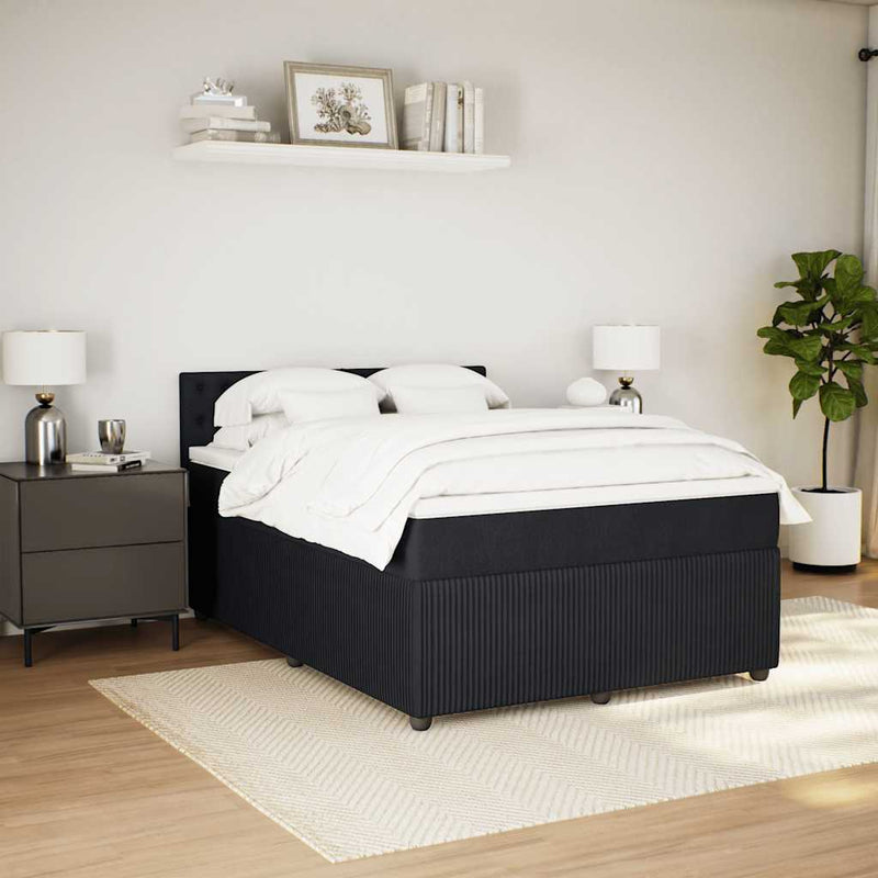vidaXL Box Spring Bed with Mattress Black Queen Fabric
