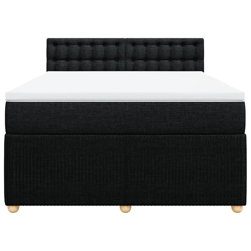 vidaXL Box Spring Bed with Mattress Black Queen Fabric