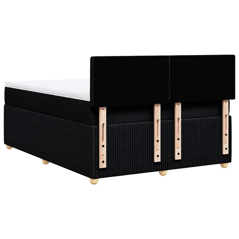 vidaXL Box Spring Bed with Mattress Black Queen Fabric