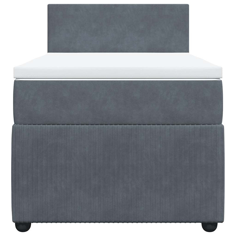 vidaXL Box Spring Bed with Mattress Dark Grey King Single Velvet