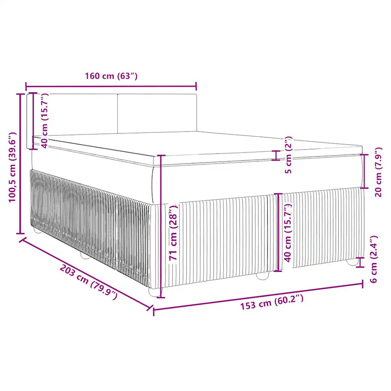 Box Spring Bed with Mattress Dark Grey Queen Velvet