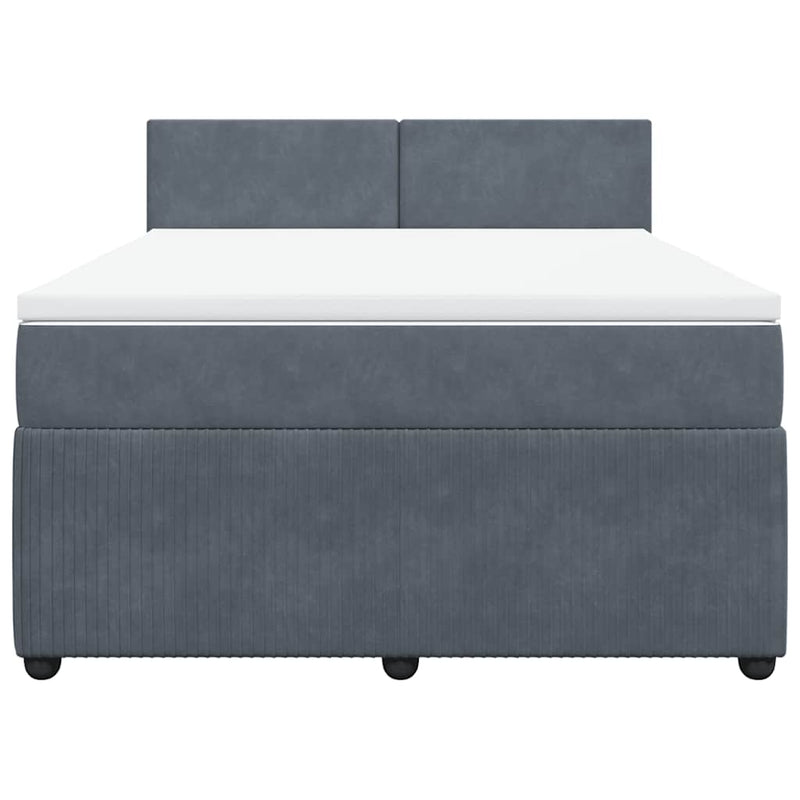 vidaXL Box Spring Bed with Mattress Dark Grey Queen Velvet
