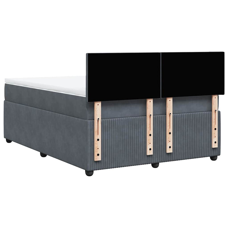 vidaXL Box Spring Bed with Mattress Dark Grey Queen Velvet