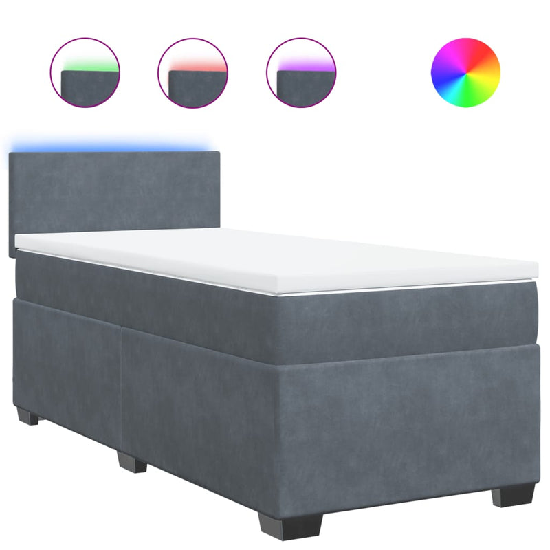 vidaXL Box Spring Bed with Mattress Dark Grey King Single Fabric