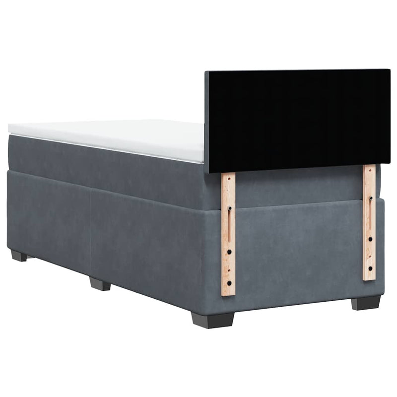 vidaXL Box Spring Bed with Mattress Dark Grey King Single Fabric