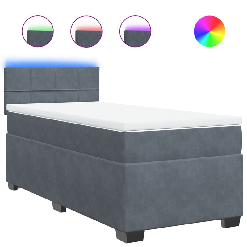 vidaXL Box Spring Bed with Mattress Dark Grey King Single Fabric