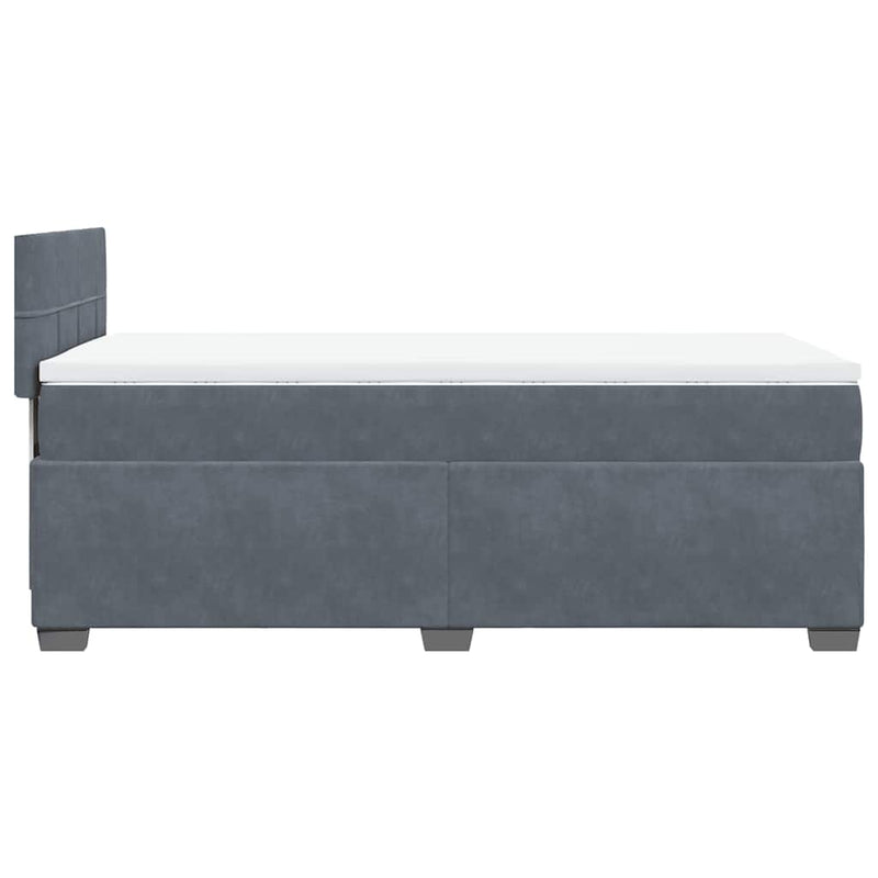 vidaXL Box Spring Bed with Mattress Dark Grey King Single Fabric