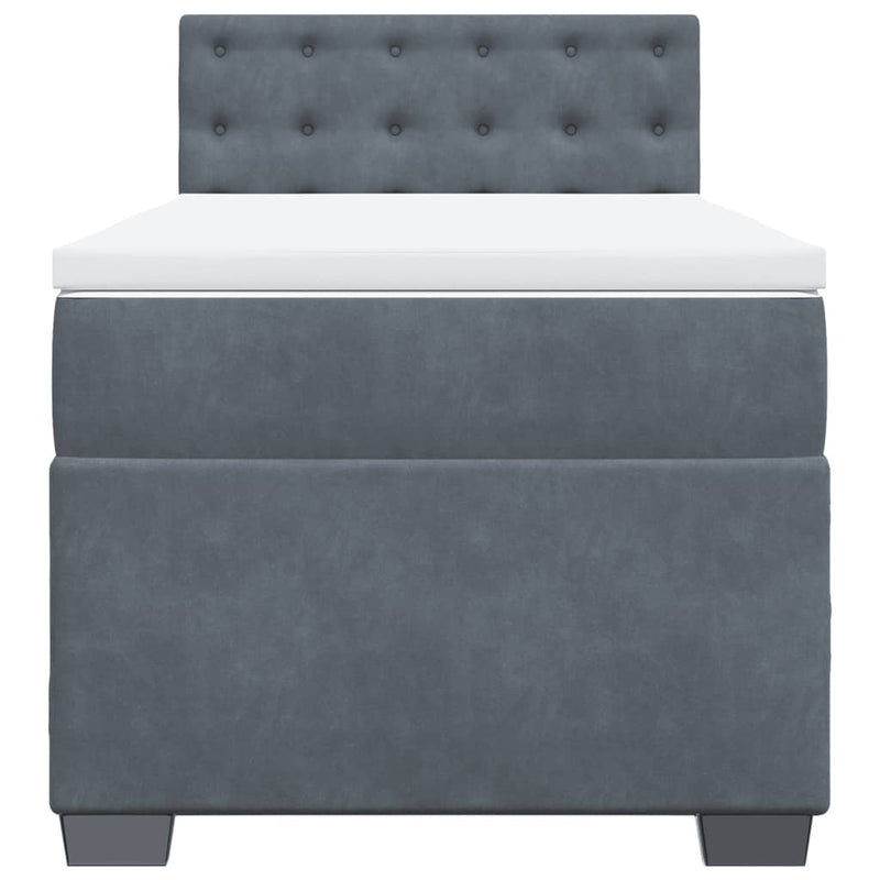 vidaXL Box Spring Bed with Mattress Dark Grey King Single Fabric