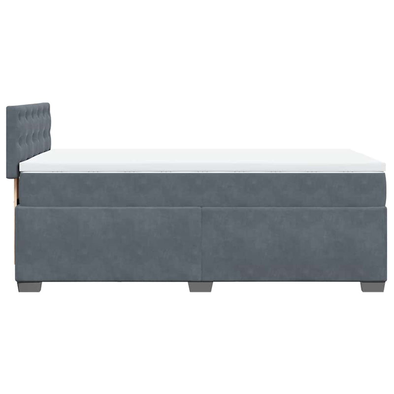 vidaXL Box Spring Bed with Mattress Dark Grey King Single Fabric