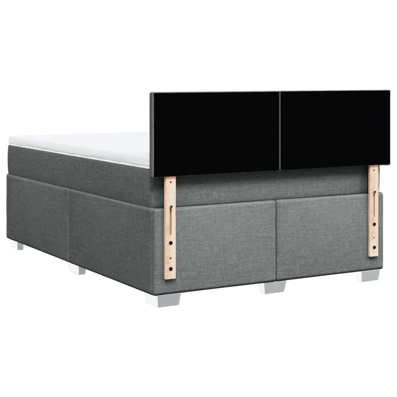 vidaXL Box Spring Bed with Mattress Dark Grey Queen Fabric