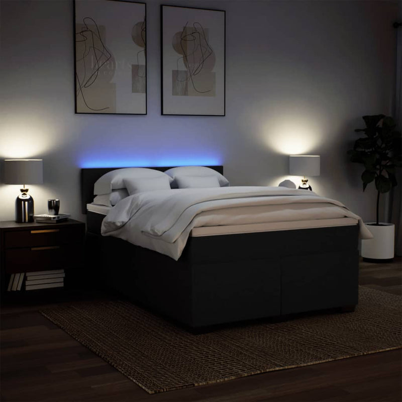 vidaXL Box Spring Bed with Mattress Black Queen Fabric
