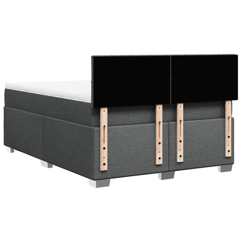 vidaXL Box Spring Bed with Mattress Dark Grey Queen Fabric