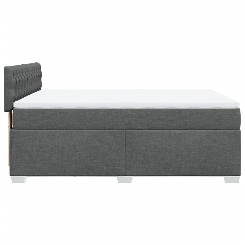 vidaXL Box Spring Bed with Mattress Dark Grey Queen Fabric