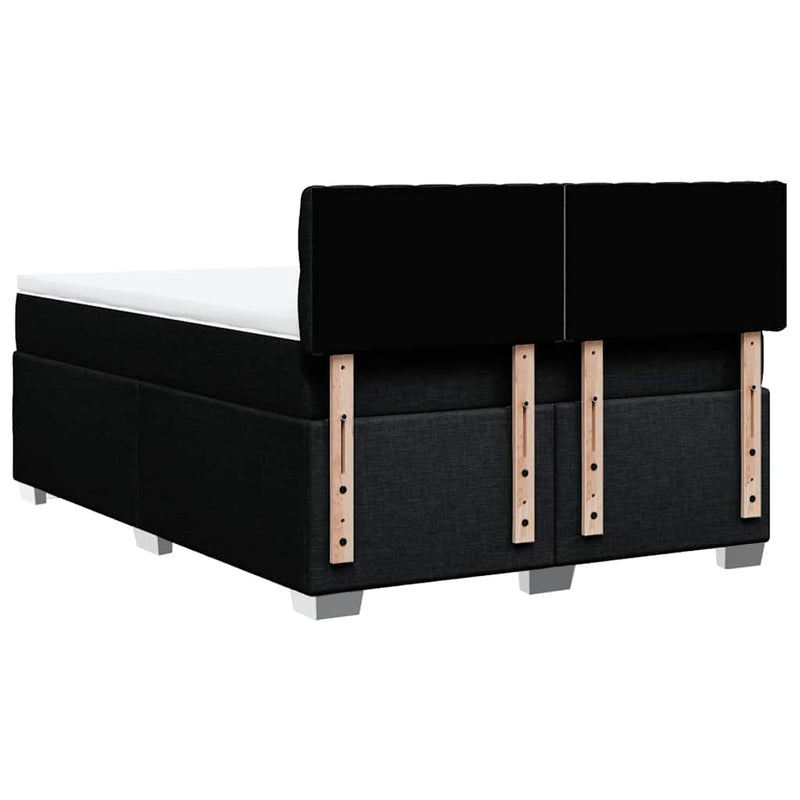 vidaXL Box Spring Bed with Mattress Black Queen Fabric