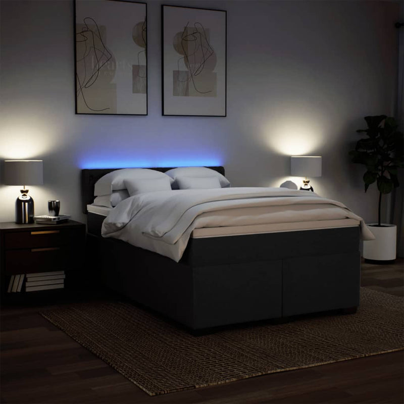 vidaXL Box Spring Bed with Mattress Black Queen Fabric