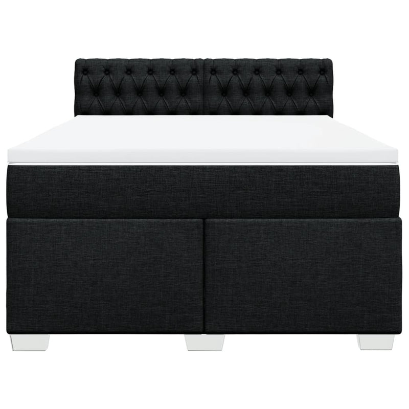 vidaXL Box Spring Bed with Mattress Black Queen Fabric