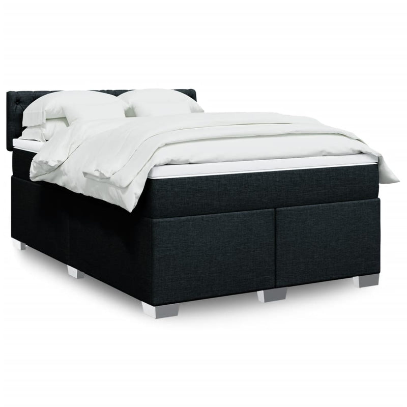 vidaXL Box Spring Bed with Mattress Black Queen Fabric