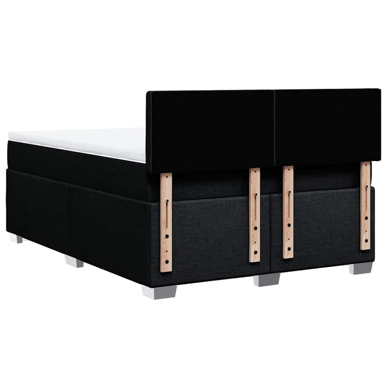 vidaXL Box Spring Bed with Mattress Black Queen Fabric