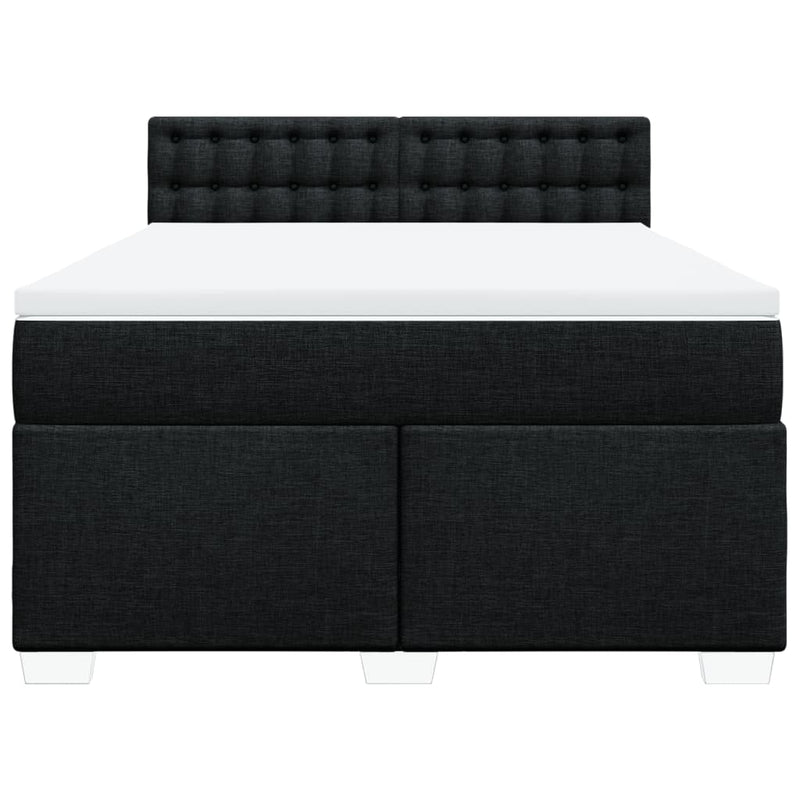 vidaXL Box Spring Bed with Mattress Black Queen Fabric