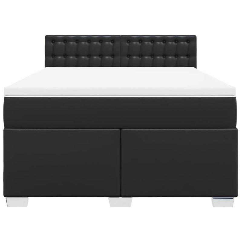 vidaXL Box Spring Bed with Mattress Black Queen Faux Leather