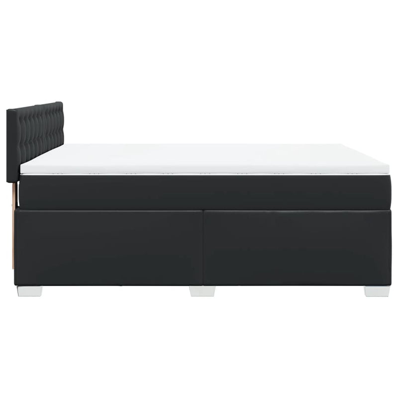 vidaXL Box Spring Bed with Mattress Black Queen Faux Leather