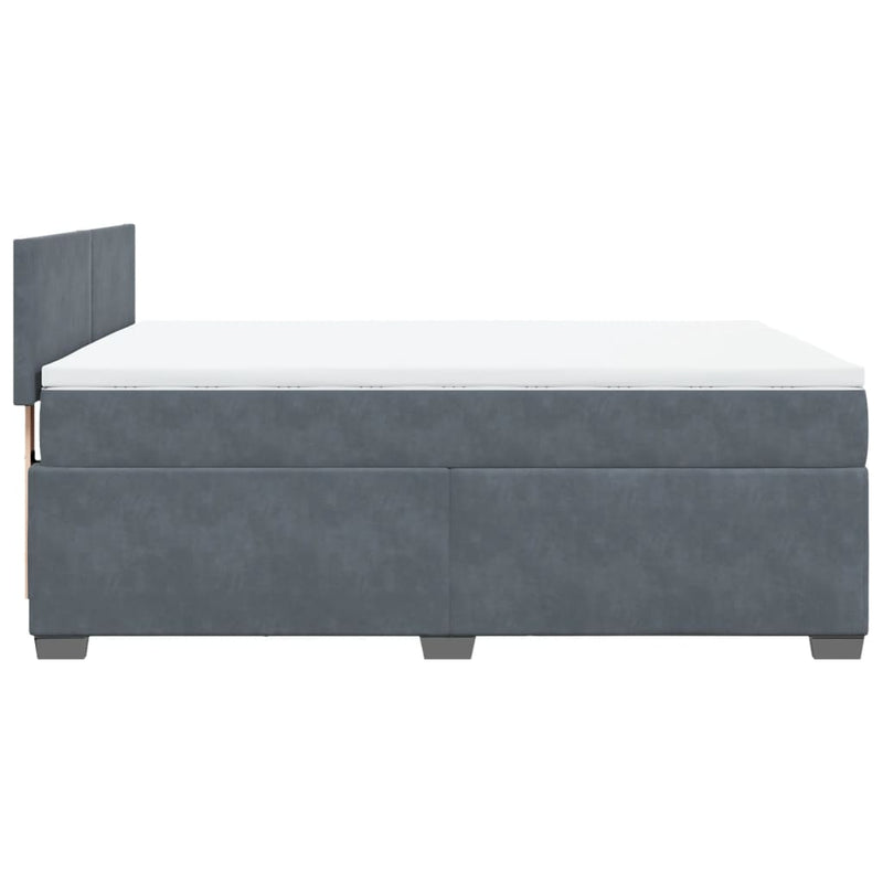 vidaXL Box Spring Bed with Mattress Dark Grey Queen Velvet