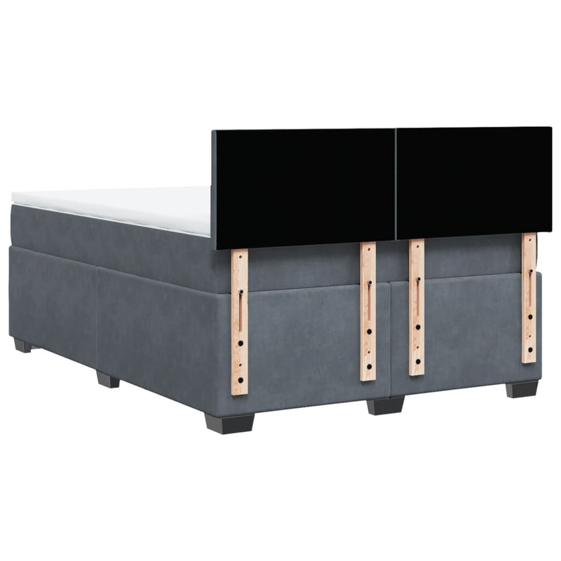 vidaXL Box Spring Bed with Mattress Dark Grey Queen Velvet