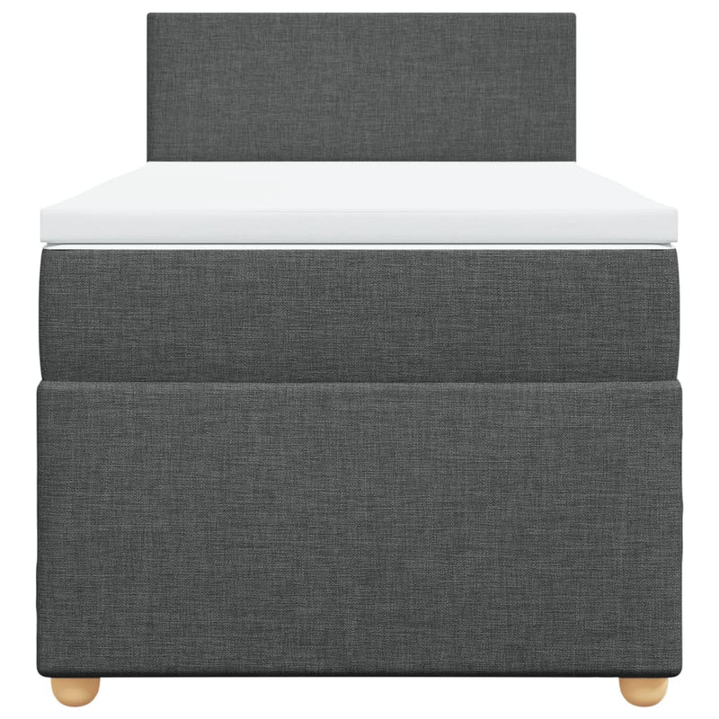 vidaXL Box Spring Bed with Mattress Dark Grey King Single Fabric