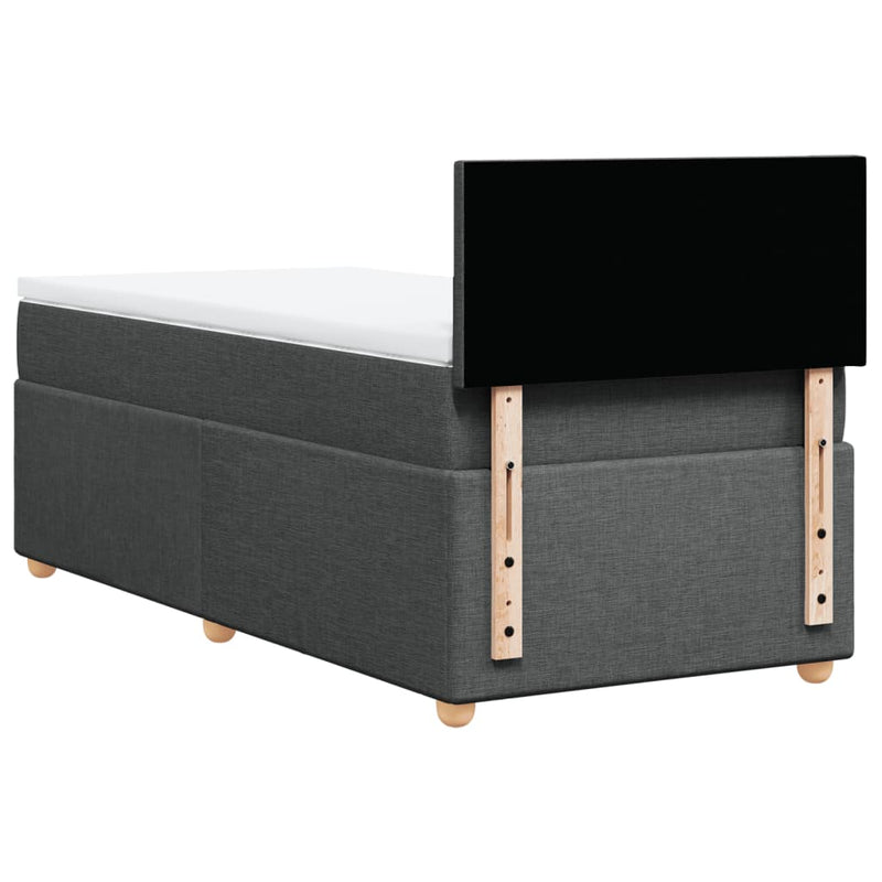 vidaXL Box Spring Bed with Mattress Dark Grey King Single Fabric