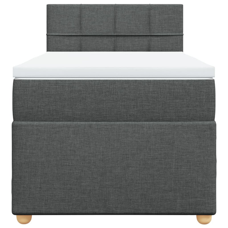 vidaXL Box Spring Bed with Mattress Dark Grey King Single Fabric
