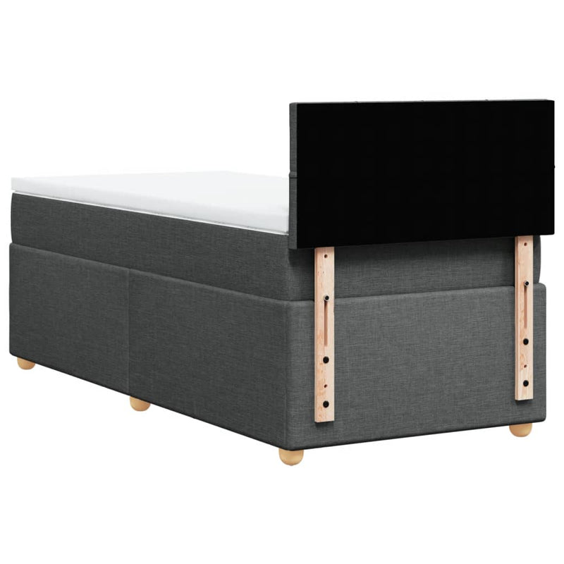 vidaXL Box Spring Bed with Mattress Dark Grey King Single Fabric