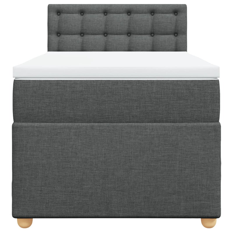 vidaXL Box Spring Bed with Mattress Dark Grey King Single Fabric