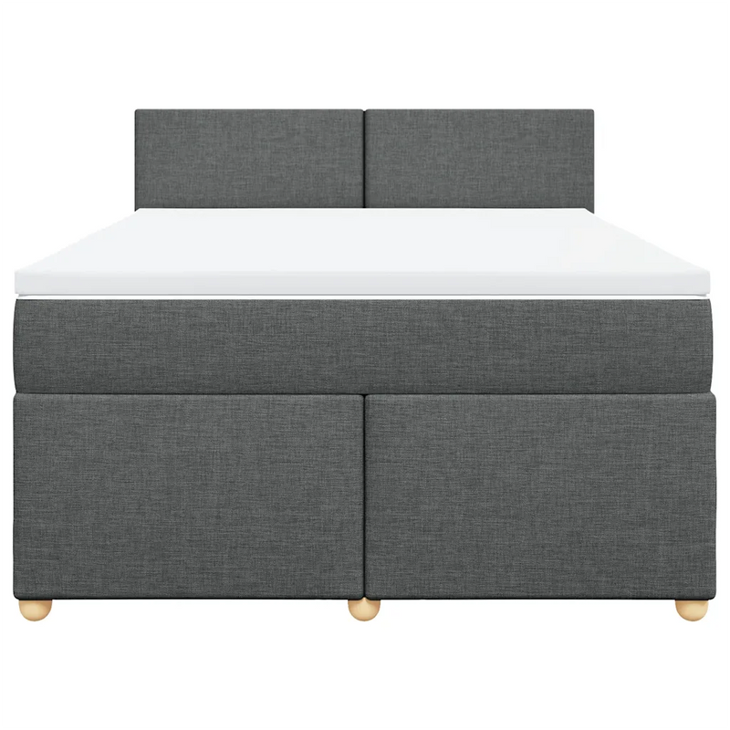 Box Spring Bed with Mattress Dark Grey Queen Fabric