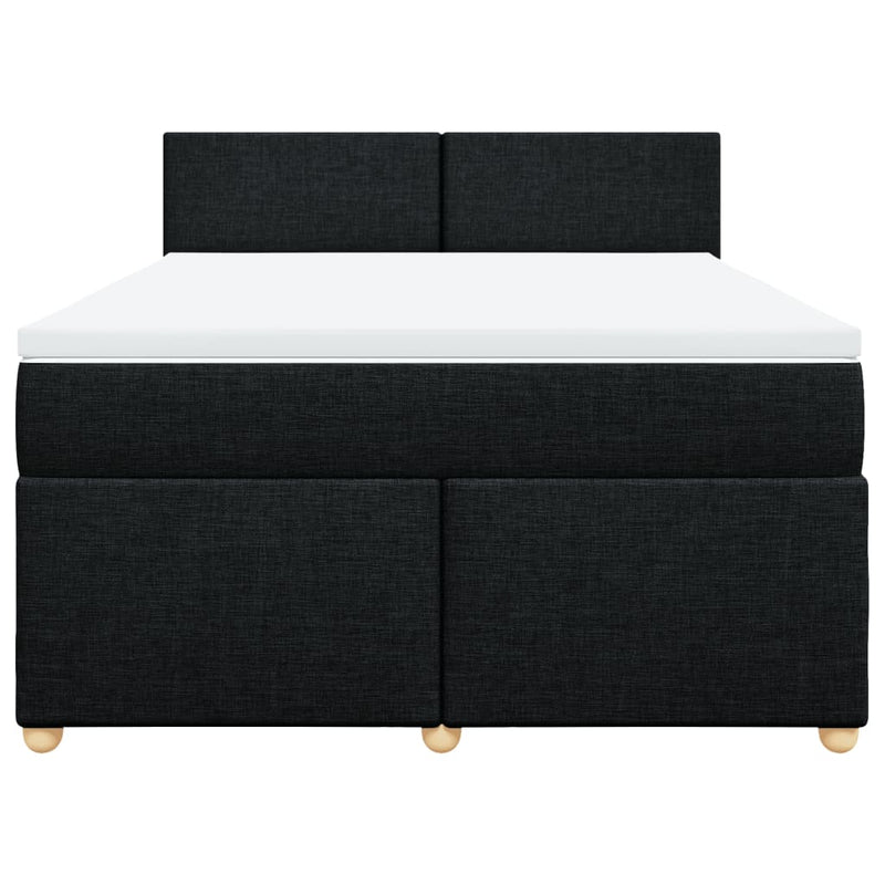 vidaXL Box Spring Bed with Mattress Black Queen Fabric