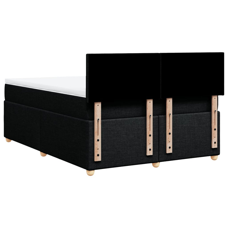 vidaXL Box Spring Bed with Mattress Black Queen Fabric