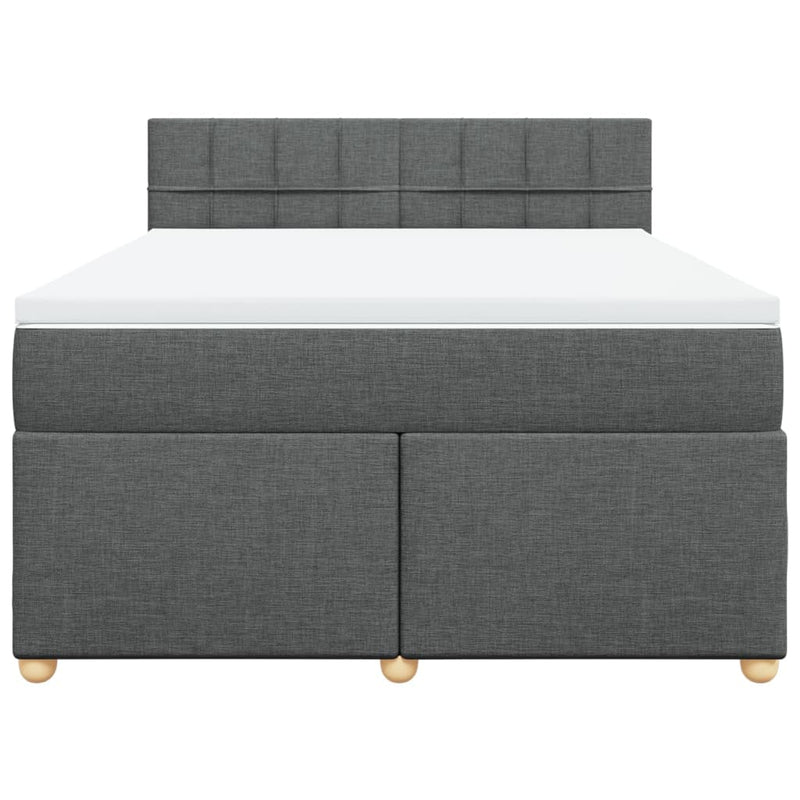 vidaXL Box Spring Bed with Mattress Dark Grey Queen Fabric