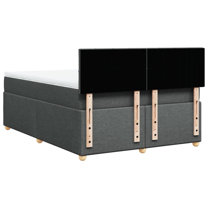 vidaXL Box Spring Bed with Mattress Dark Grey Queen Fabric