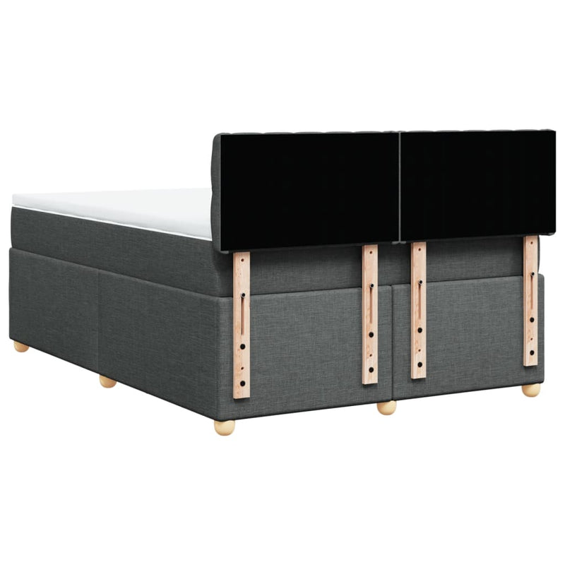 vidaXL Box Spring Bed with Mattress Dark Grey Queen Fabric