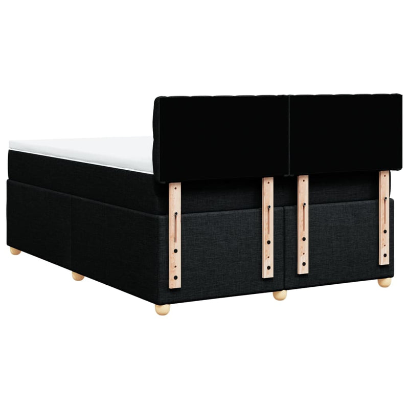 vidaXL Box Spring Bed with Mattress Black Queen Fabric