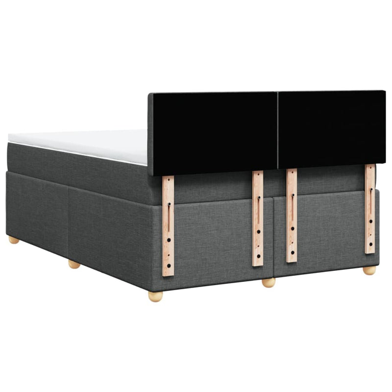 vidaXL Box Spring Bed with Mattress Dark Grey Queen Fabric