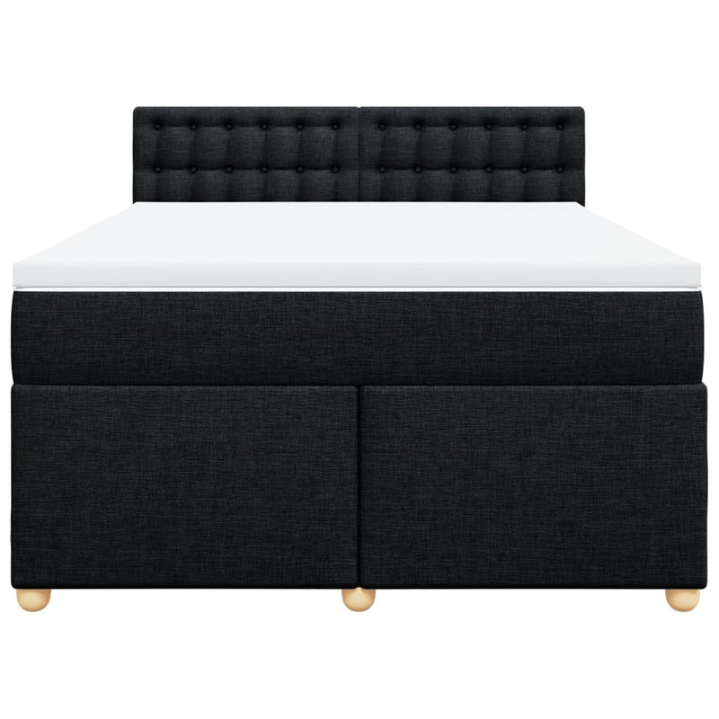 vidaXL Box Spring Bed with Mattress Black Queen Fabric