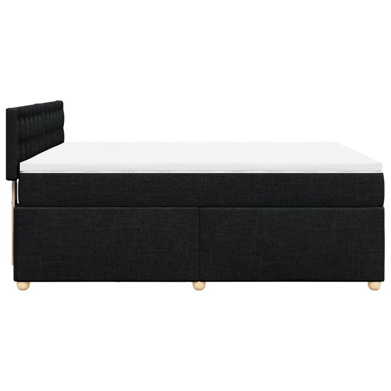 vidaXL Box Spring Bed with Mattress Black Queen Fabric