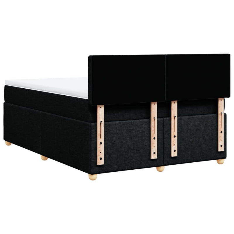 vidaXL Box Spring Bed with Mattress Black Queen Fabric