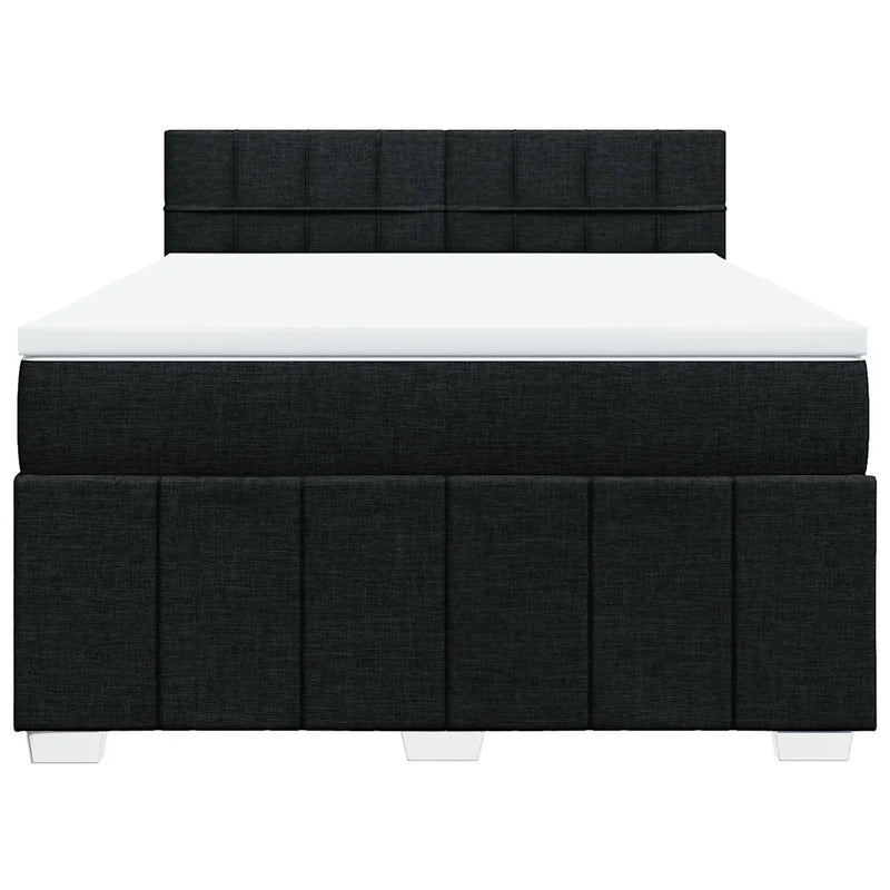 Box Spring Bed with Mattress Black Double Fabric