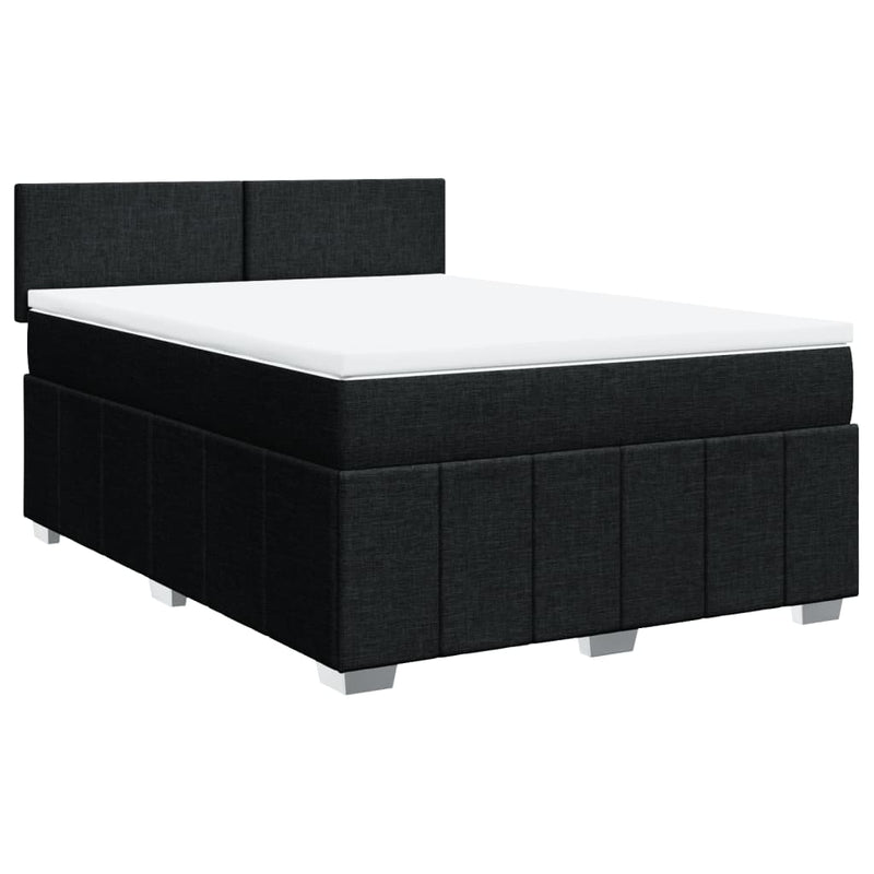 vidaXL Box Spring Bed with Mattress Black Queen Fabric