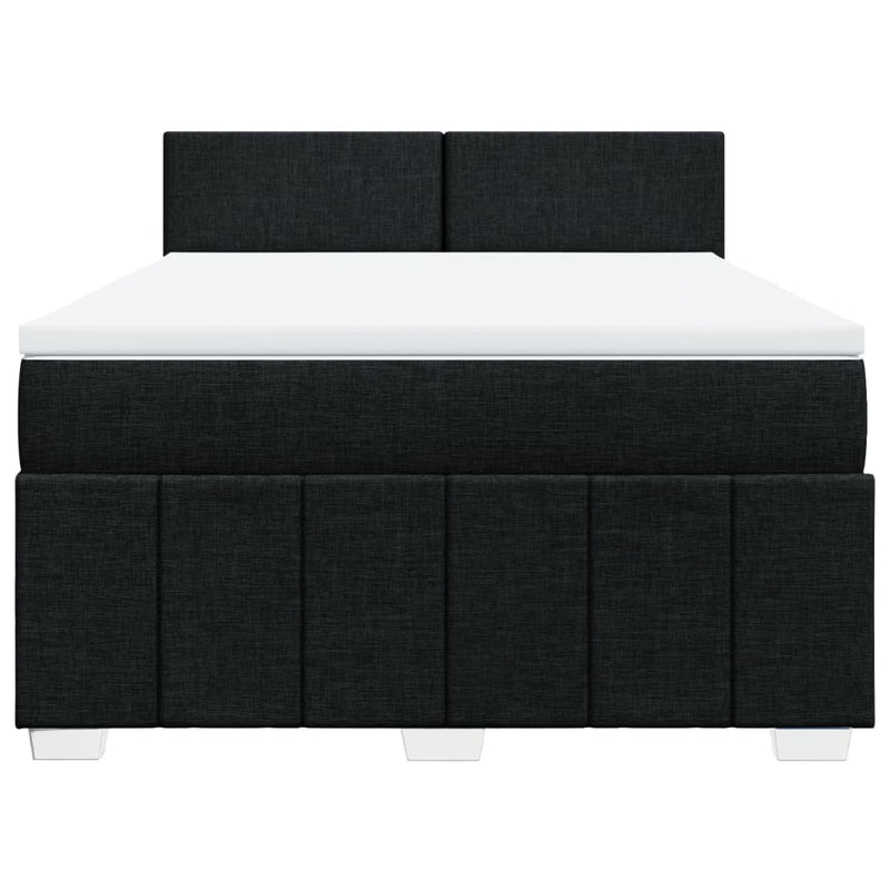 vidaXL Box Spring Bed with Mattress Black Queen Fabric