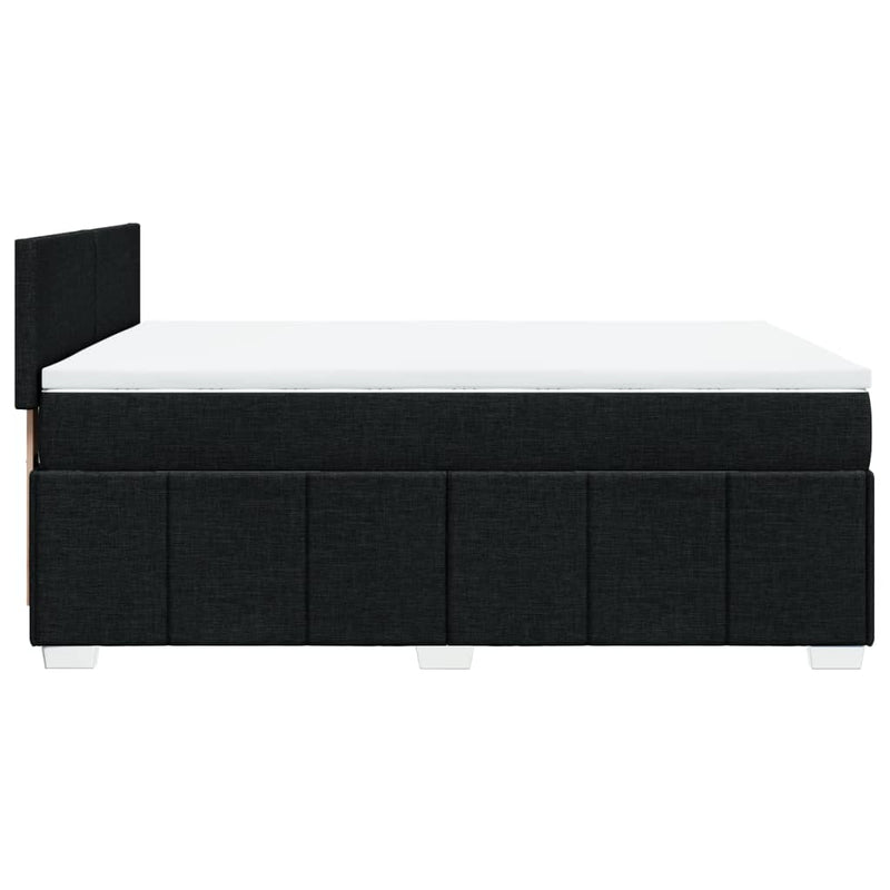 vidaXL Box Spring Bed with Mattress Black Queen Fabric
