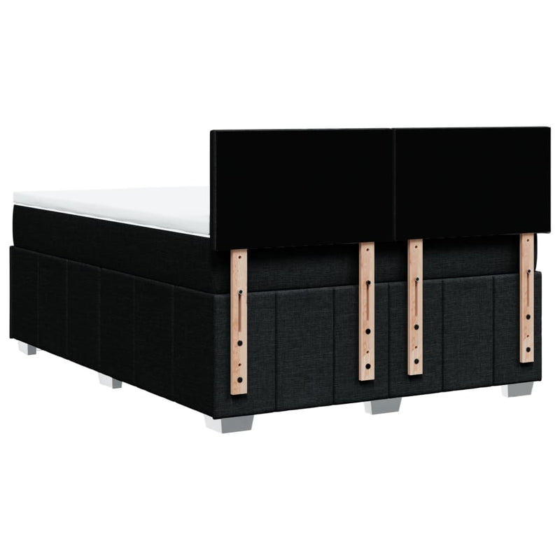 vidaXL Box Spring Bed with Mattress Black Queen Fabric